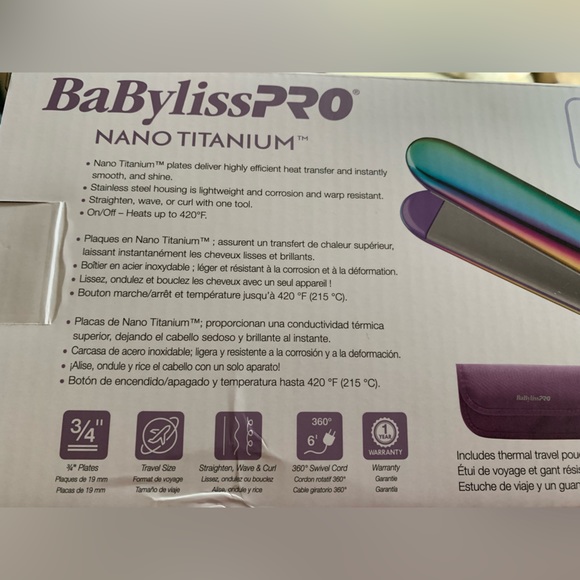 NWOT BaBylissPRO Limited Edition Mini Prima Flat Iron Iridescent Oil Slick - Picture 16 of 16